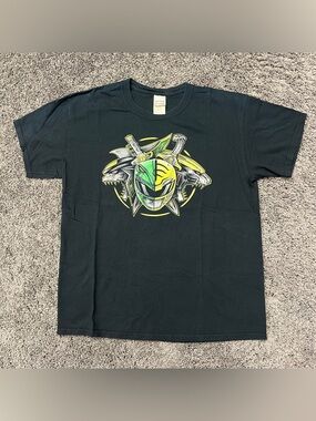 Power Rangers Shirt Men’s Large Gray Japanese Kanji Green Ranger Yellow Ranger